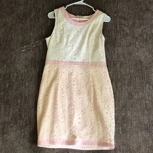 Size large pink and white lace boutique dress